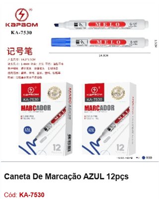 Caneta De Marcação AZUL 12pçs R$ 8,91 PCS/CX: 100