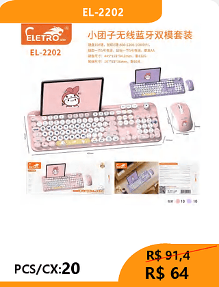 KIT TECLADO E MOUSE PCS/CX:20 R$64