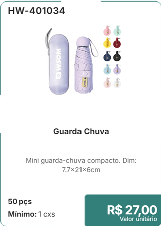 Guarda Chuva 50 pçs R$ 27,00