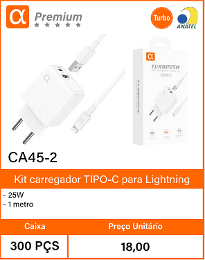 Kit carregador TIPO-C para Lightning Caixa 300 PCS Preco Unitario 18,00