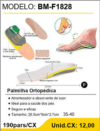 Palmilha Ortopedica 190pars/CX Unid.CX: 12,00