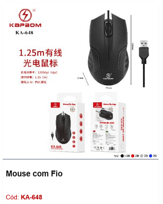 Mouse com Fio R$7,74 PCS/CX:200