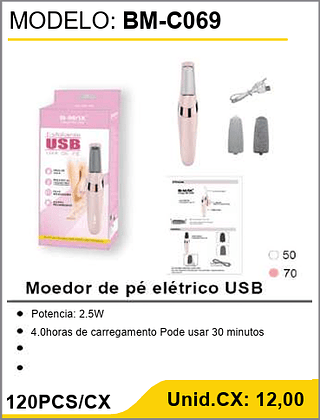 Moedor de pé elétrico USB 120PCS/CX Unid.CX: 12,00