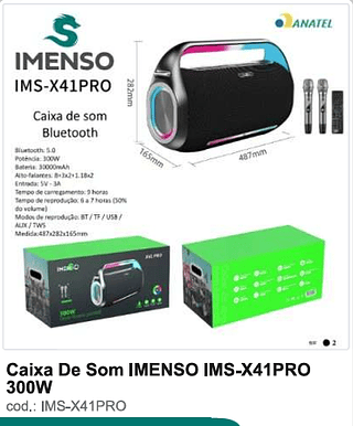 Caixa De Som IMENSO 300W R$1057,5 PC/CX 2