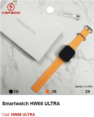 Smartwatch HW68 ULTRA R$ 71,1 PCS/CX:100