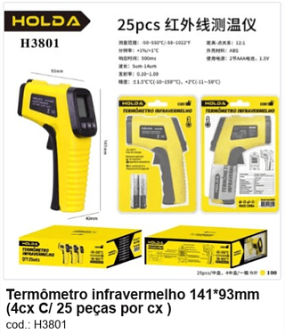 Termômetro infravermelho 141*93mm R$ 28,8 PC/CX:100