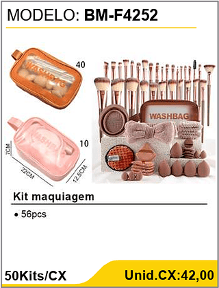 Kit maquiagem 50Kits/CX Unid.CX:42,00