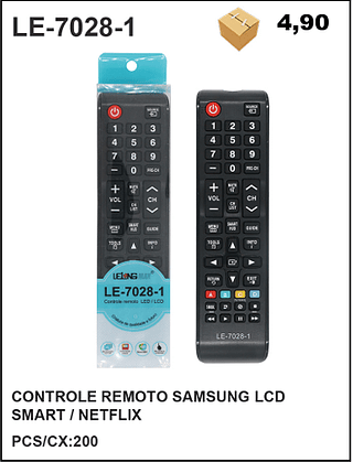 CONTROLE REMOTO SAMSUNG LCD SMART / NETFLIX 200pç=4,9$