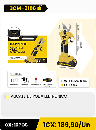 ALICATE DE PODA ELETRONICO CX: 10PCS 1CX: 189,90/Un