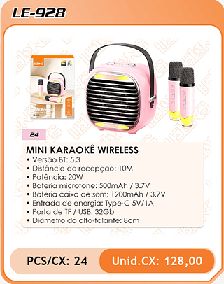 MINI KARAOKÊ WIRELESS 24PÇ=128$