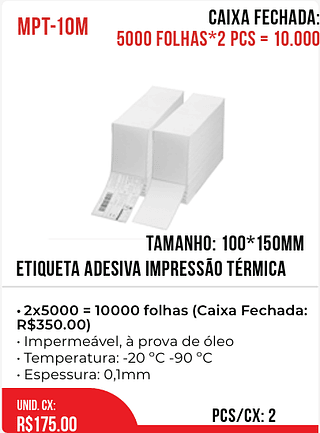Etiqueta Adesiva Impressão Térmica 2pct=175$