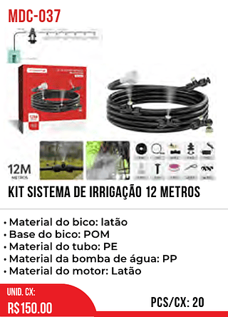 Kit Sistema De Irrigação 12 METROS 20pç=150$