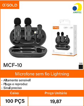 Microfone sem fio Lightning Caixa 100 PCS Preco Unitario 19,87