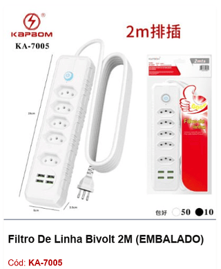 Filtro De Linha Bivolt 2M R$ 27 PCS/Cx:60