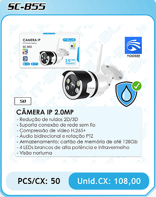 CÂMERA IP 2.0MP PCS/CX: 50 Unid.CX: 108,00