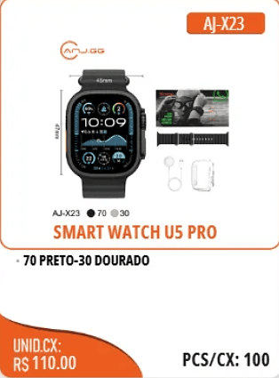 SMART WATCH U5 PRO UNID.CX:RS 110.00 PCS/CX:100