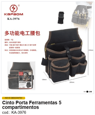 Cinto Porta Ferramentas 5 compartimentos R$ 18 PC/CX:100