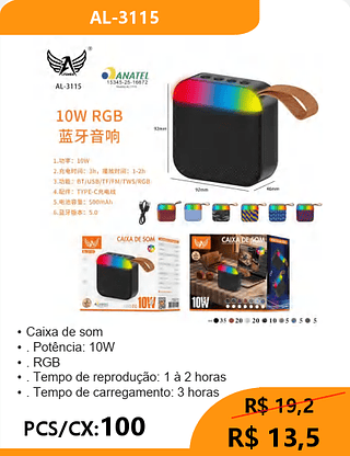 Caixa de som PCS/CX:100 R$ 13,5