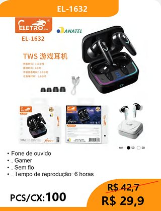 FONE BLUETOOTH PCS/CX:100 R$29,9