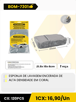 ESPONJA DE LAVAGEM ENCERADA DE ALTA DENSIDADE EM CORAL CX: 120PCS 1CX: 16,90/Un