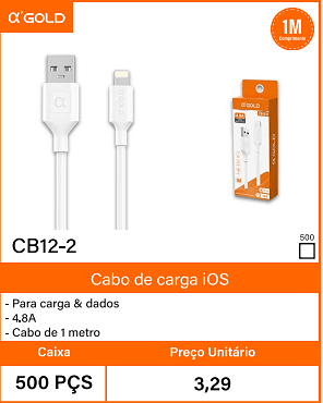 Cabo de carga iOS - Caixa 500 PCS Preco Unitario 3,29