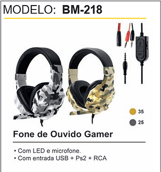 Fone de Ouvido Gamer 60PCS/CX Unid.CX:37,00