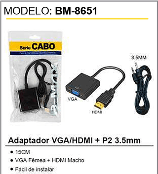 Adaptador VGA/HDMI + P2 3.5mm 200PCS/CX Unid.CX:6,90