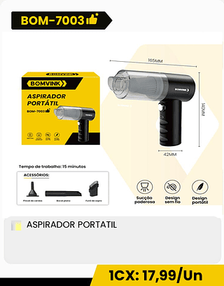 ASPIRADOR PORTATIL CX: 80PCS 1CX: 17,99/Un