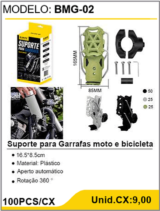 Suporte para Garrafas moto e bicicleta 100PCS/CX Unid.CX:9,00