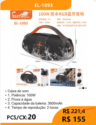 CAIXA DE SOM PCS/CX:20 R$155