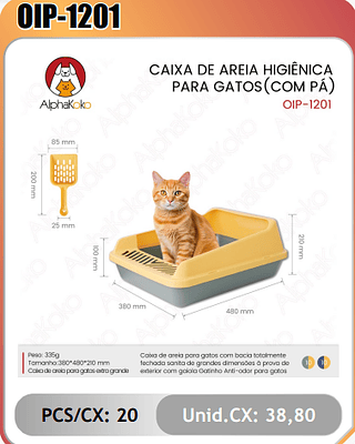 CAIXA DE AREIA HIGIENICAPARA GATOS(COM PA) PCS/CX:20 Unid.CX: 38,80