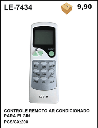 CONTROLE REMOTO AR CONDICIONADO PARA ELGIN 200PÇ=9,9$