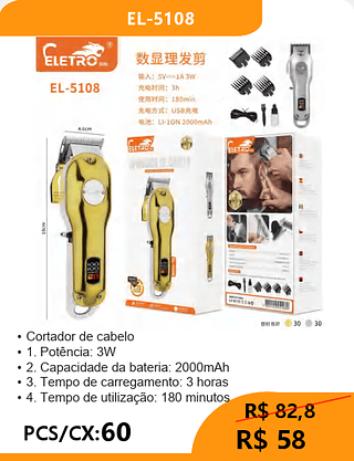 Cortador de cabelo PCS/CX:60 R$58