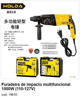 Furadeira de impacto multifuncional 1000W (110-127V) R$ 243 PC/CX:5