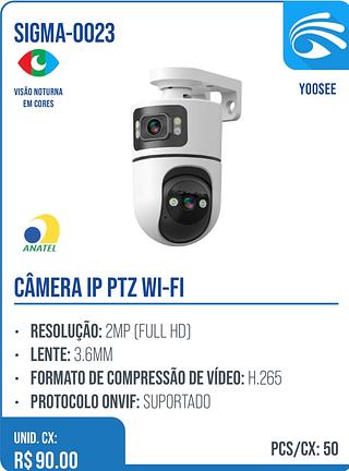 CÂMERA IP PTZ WI-FI • RESOLUÇÃO: 2MP (FULL HD) • LENTE: 3.6MM • FORMATO DE COMPRESSÃO DE VÍDEO: H.265 • PROTOCOLO ONVIF: SUPORTADO50pç=90$