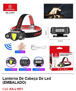 Lanterna De Cabeça De Led R$ 11,25 Pcs/cx: 240