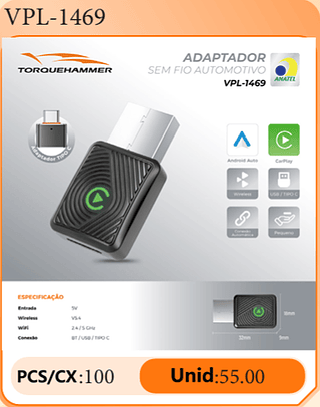Adaptador Sem Fio Automotivo PCS/CX:100 Unid:55.00