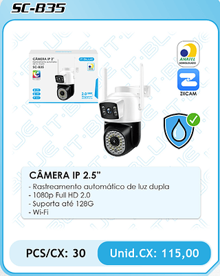 CÂMERA IP 2.5" PCS/CX: 30 Unid.CX: 115,00