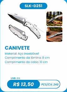 CANIVETE UNID. CX: R$ 13,50 PCS/CX: 240