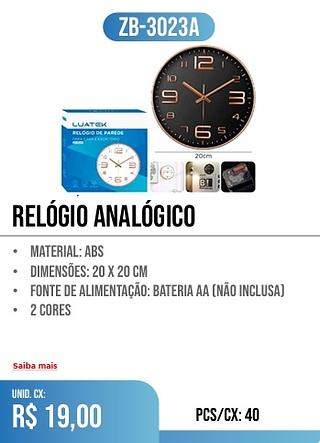 relógio analógico 40pç=19$