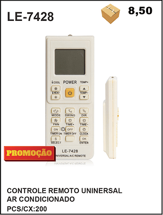 CONTROLE REMOTO UNINERSAL AR CONDICIONADO 200PÇ=8,5$