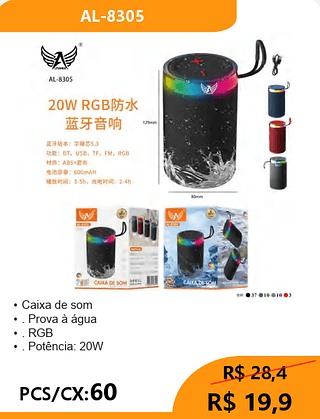 Caixa de som PCS/CX:60 R$ 19,9