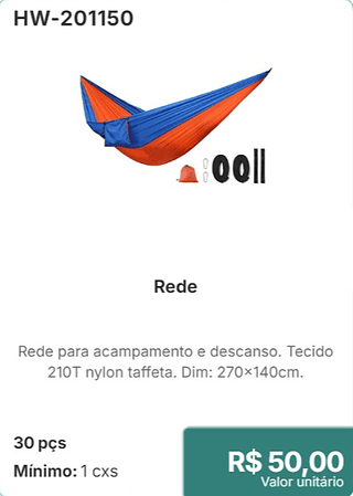 Rede 30 pçs R$ 50,00