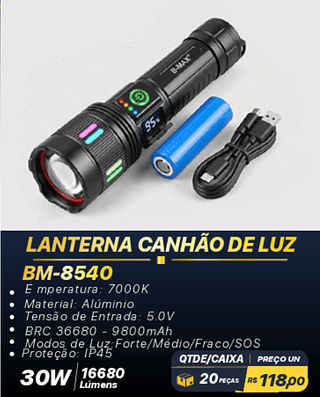 LANTERNA CANHÃO DE LUZ 20PÇS R$ 118,00