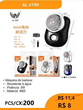 Máquina de barbear PCS/CX:200 R$ 8