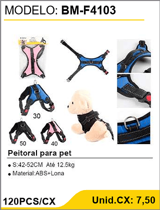 Peitoral para pet 120PCS/CX Unid.CX: 7,50