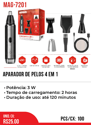 Aparador De Pelos 4 Em 1 100pç=25$