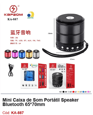 Mini Caixa de Som Portátil Speaker Bluetooth R$12,15 PCS/CX:100