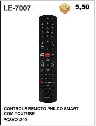 CONTROLE REMOTO PHILCO SMART COM YOUTUBE PCS/CX:200=5.5$