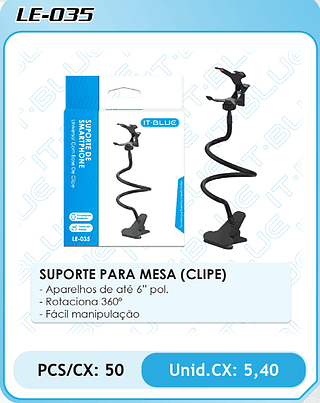 SUPORTE PARA MESA (CLIPE) PCS/CX: 50 Unid.CX: 5,40